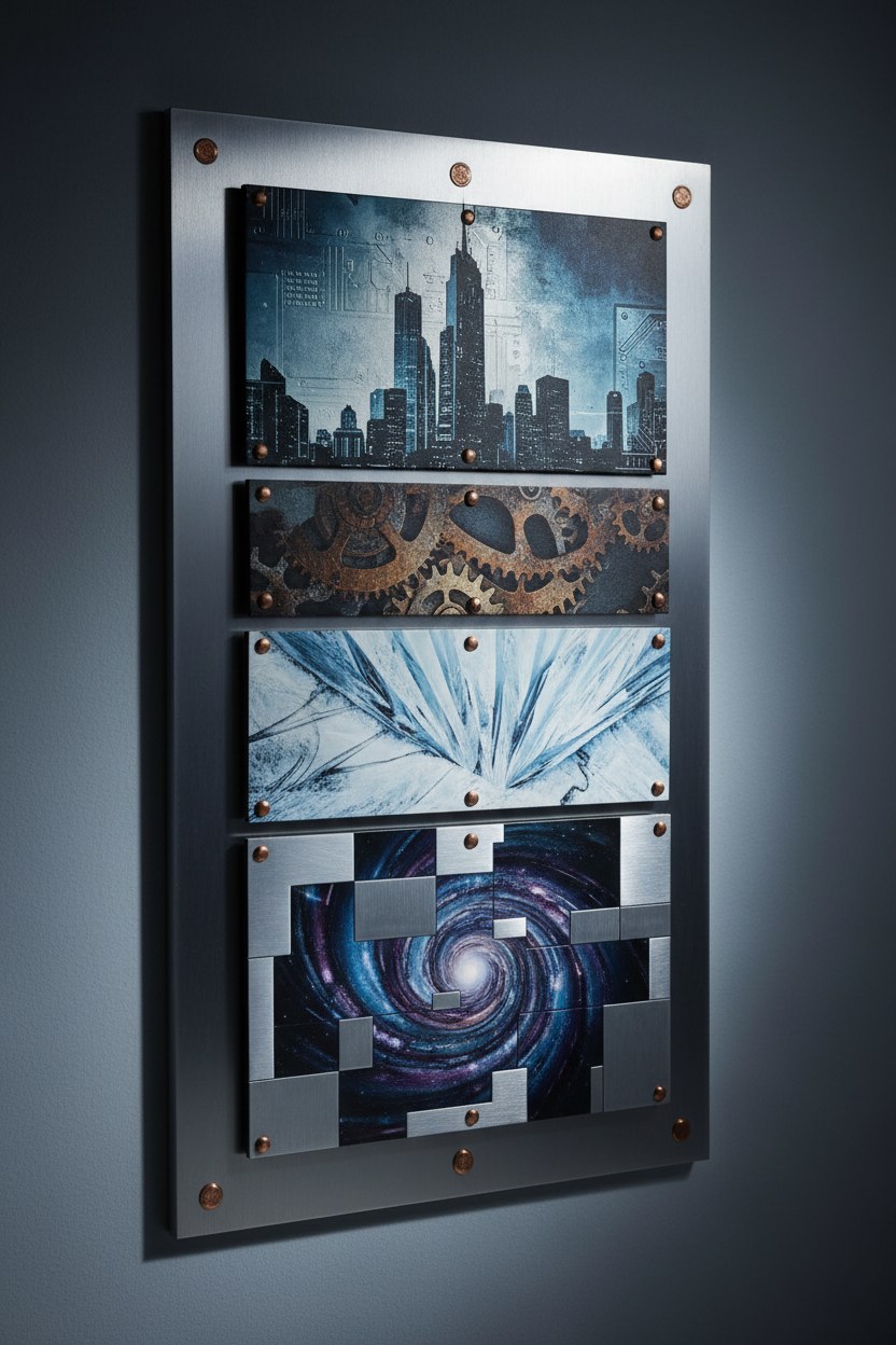 Fırçalı çelik 40x40 dört katmanlı düğün kolajı